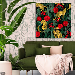 Exotic Leopards & Roses (Single Panel) Square Wall Art - Prime Décor