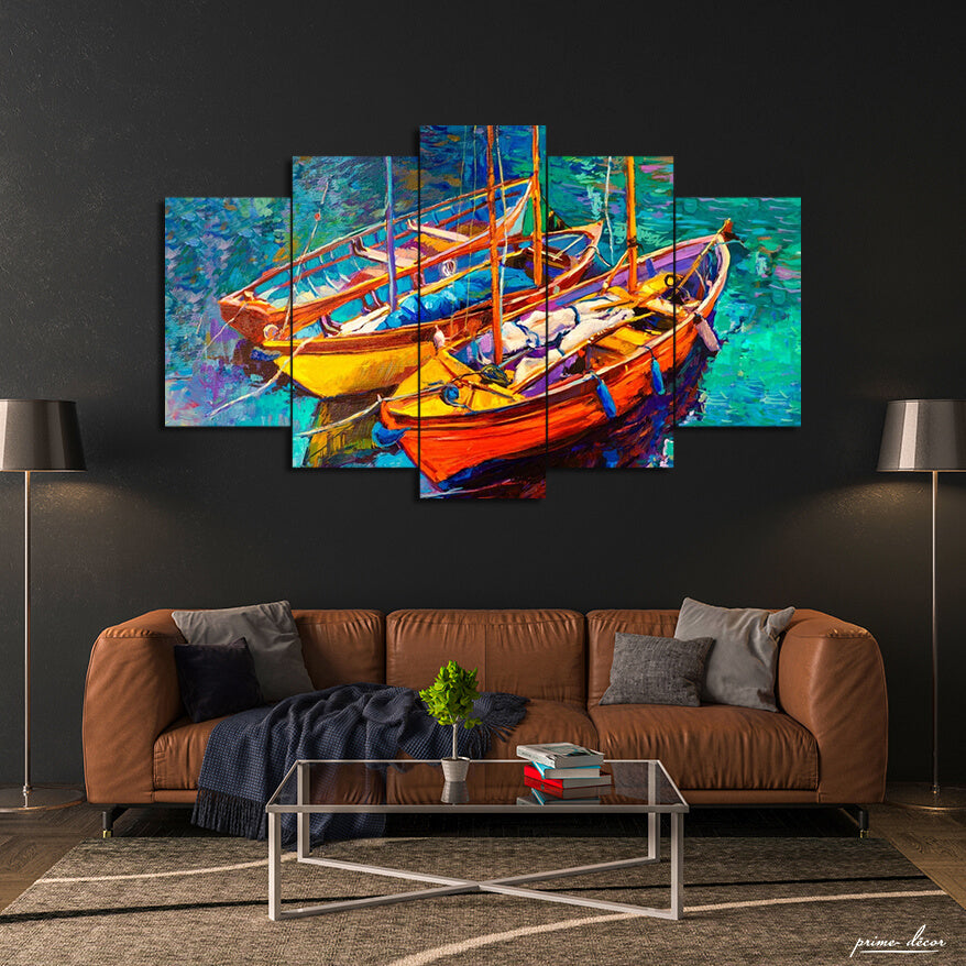 Floating Boats (5 Panel) Wall Art - Prime Décor