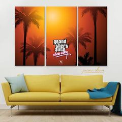 GTA Vice City (3 Panel) Game Wall Art - Prime Décor