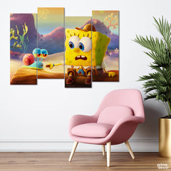 Gary & the SpongeBob (4 Panel) Movie Wall Art - Prime Décor