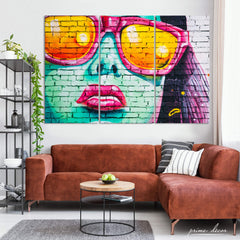 Girl Portrait Wall Art (3 Panel) Graffiti Wall Art - Prime Décor