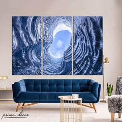 Glacier Ice Cave (3 Panel) Abstract Wall Art - Prime Décor