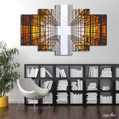 Glass Buildings (5 Panel) Architecture Wall Art - Prime Décor
