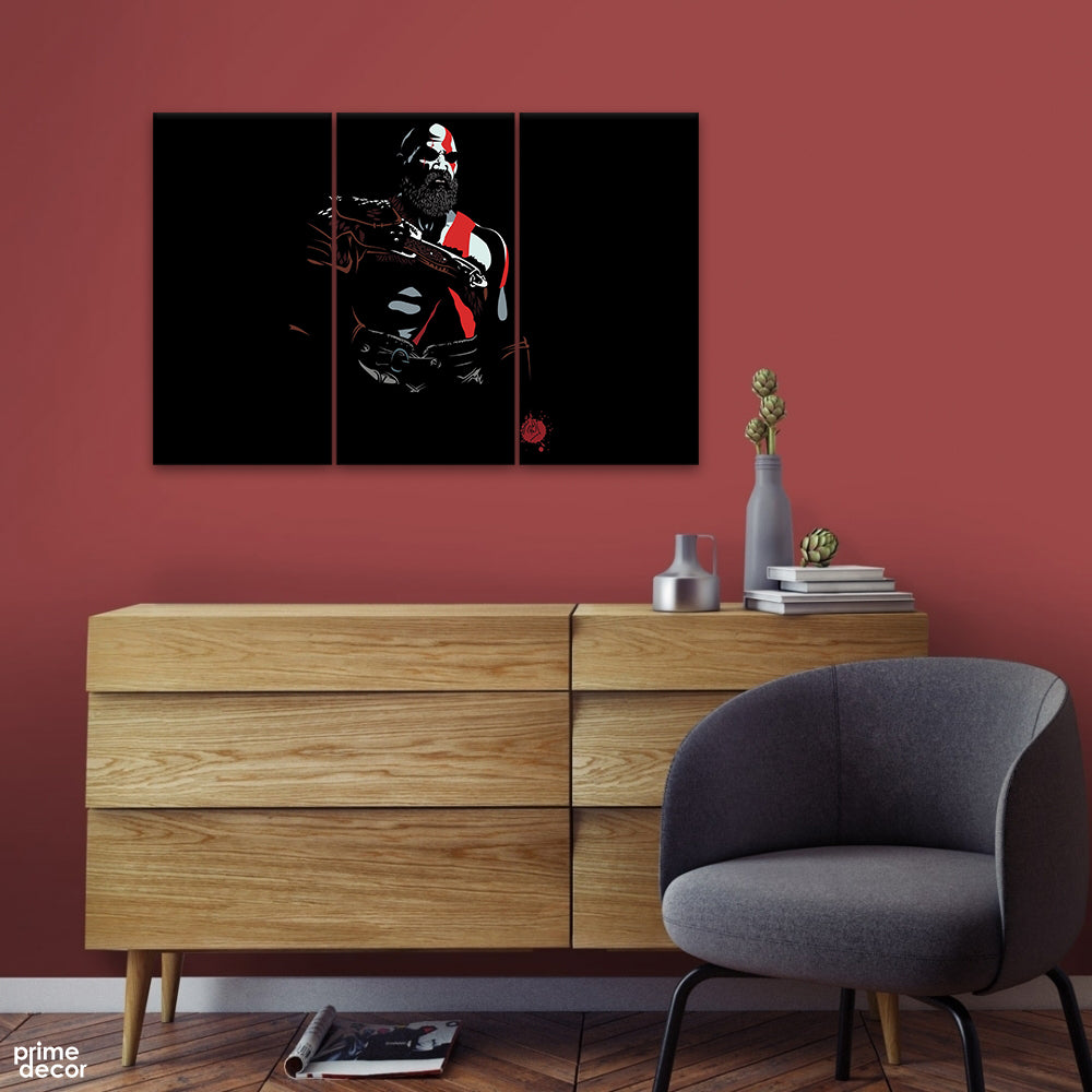 God Of War Black Vector (3 Panel) Movie Wall Art On Sale - Prime Décor
