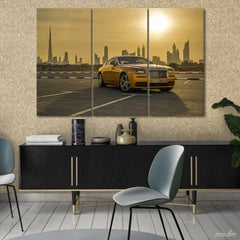 Gold Rolls Royce (3 Panel) Cars Wall Art - Prime Décor
