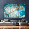 Gold Sea Blue Marble (3 Panel) Abstract Wall Art