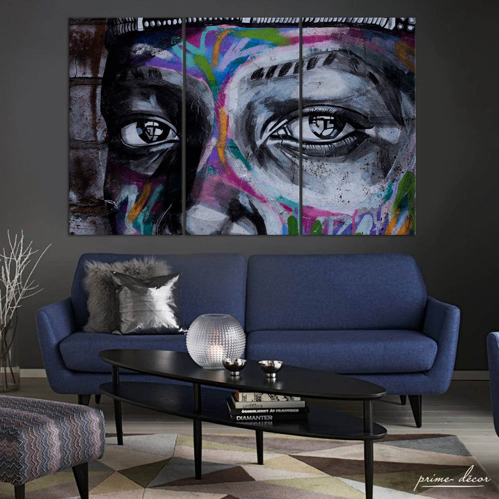 Graffiti Eyes Street Art (3 Panel) Wall Art - Prime Décor