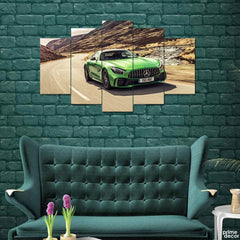 Green Mercedes Benz AMG GT R (5 Panel) Cars Wall Art - Prime Décor
