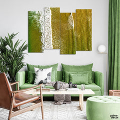 Green Ocean Waves on Beach (4 Panel) Seascape Wall Art - Prime Décor