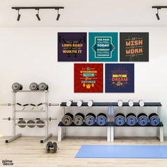 Gym Motivational Mix Vol-2 (5 Panel) Gym Wall Art - Prime Décor