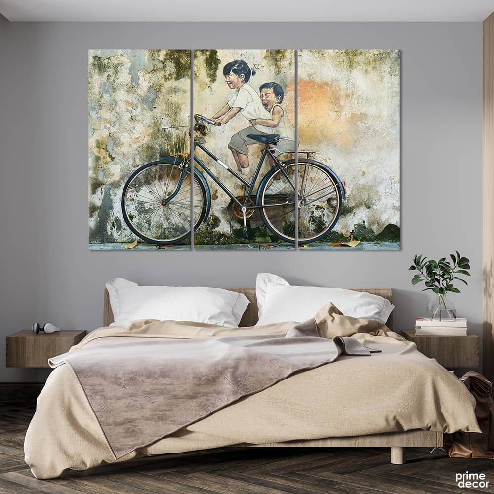 “Happiness” #2 Street Art (3 Panel) Graffiti Wall Art - Prime Décor