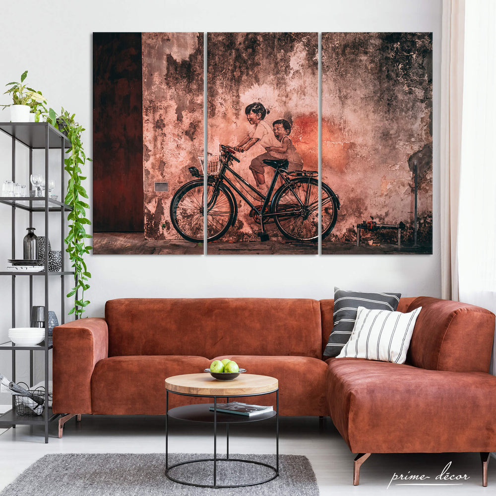 “Happiness” Street Art (3 Panel) Graffiti Wall Art - Prime Décor
