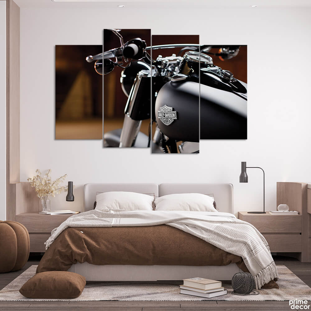 Harley Davidson Closer View (4 Panel) Cars & Bikes Wall Art - Prime Décor