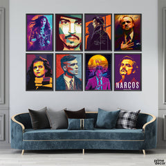 Hollywood Superstars (8 Panel) Movies Poster Wall Art - Prime Décor