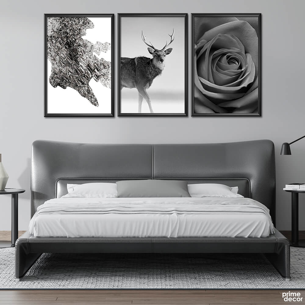 Jane Black & White Contrast (3 Panel) Nordic Wall Art - Prime Décor