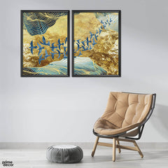 Jane Blue Flying Birds (2 Panel) Nordic Wall Art On Sale - Prime Décor