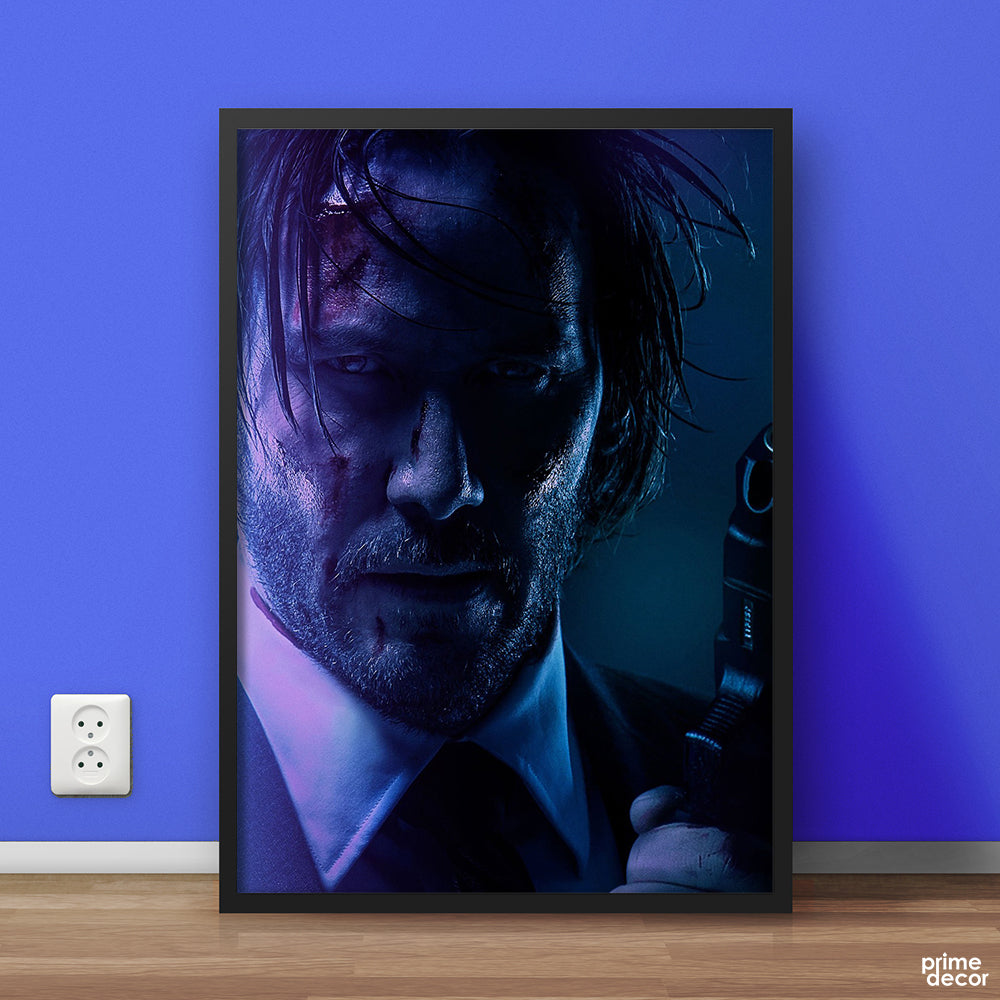 John Wick Blue Portrait | Movie Poster Wall Art - Prime Décor