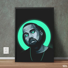 Kanye West Neon Eyes Design | Music Poster Wall Art - Prime Décor