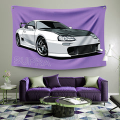 Supra Car in White | Cars Tapestry - Prime Décor