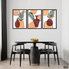 Leaflet with the Earthen Pot (3 Panel) Abstract Wall Art - Prime Décor