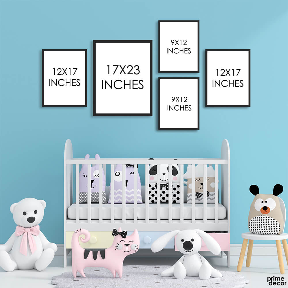 Little Boss Cute Baby Wall Setup (5 Panel) Kids Wall Art - Prime Décor