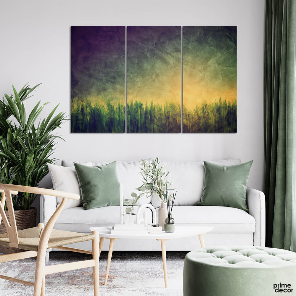 Long Grass Brush Paint (3 Panel) Digital Wall Art - Prime Décor