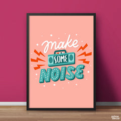 Make Some Noise Peach Typography | Office Poster Wall Art - Prime Décor