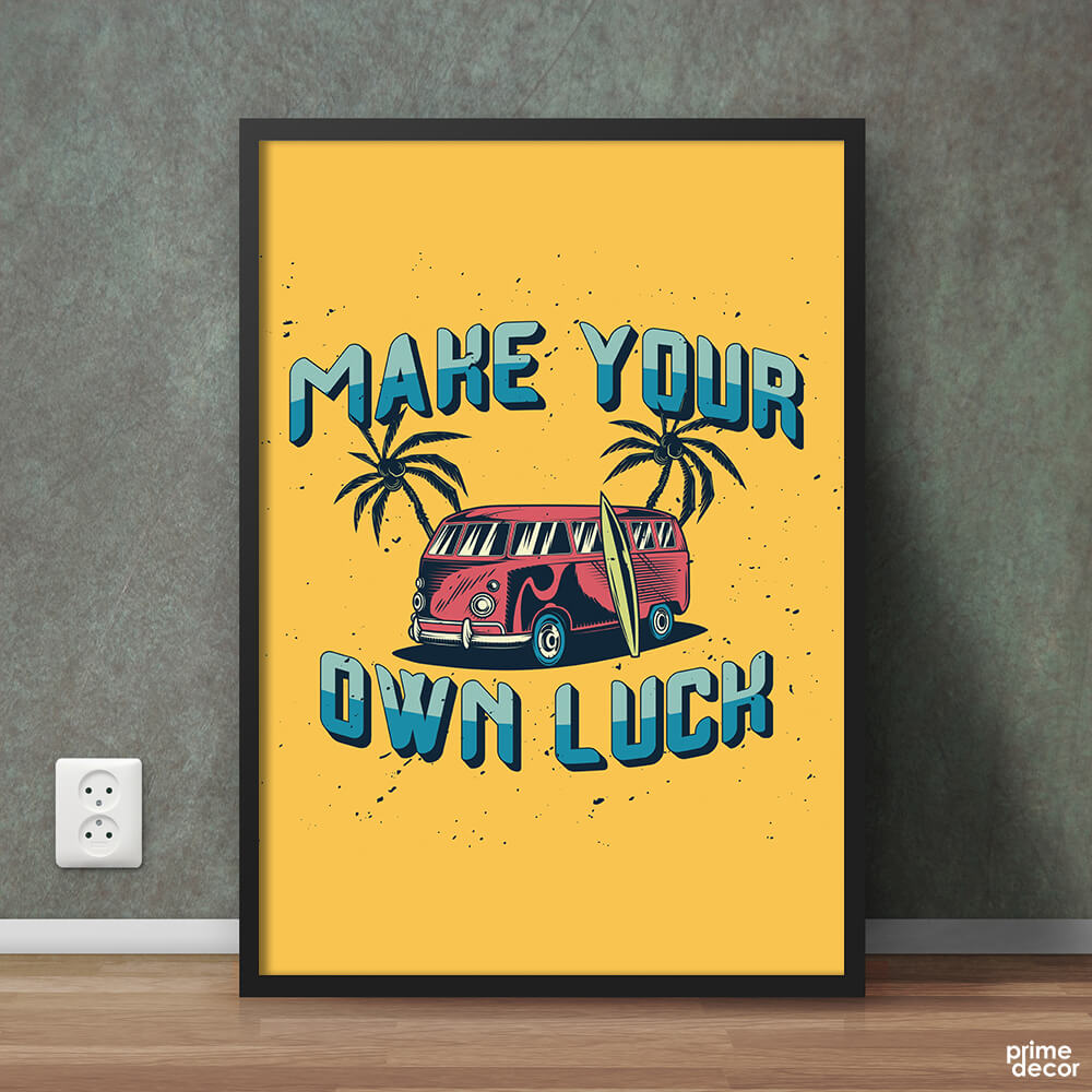 Make Your Own Luck Yellow Typography | Office Poster Wall Art - Prime Décor