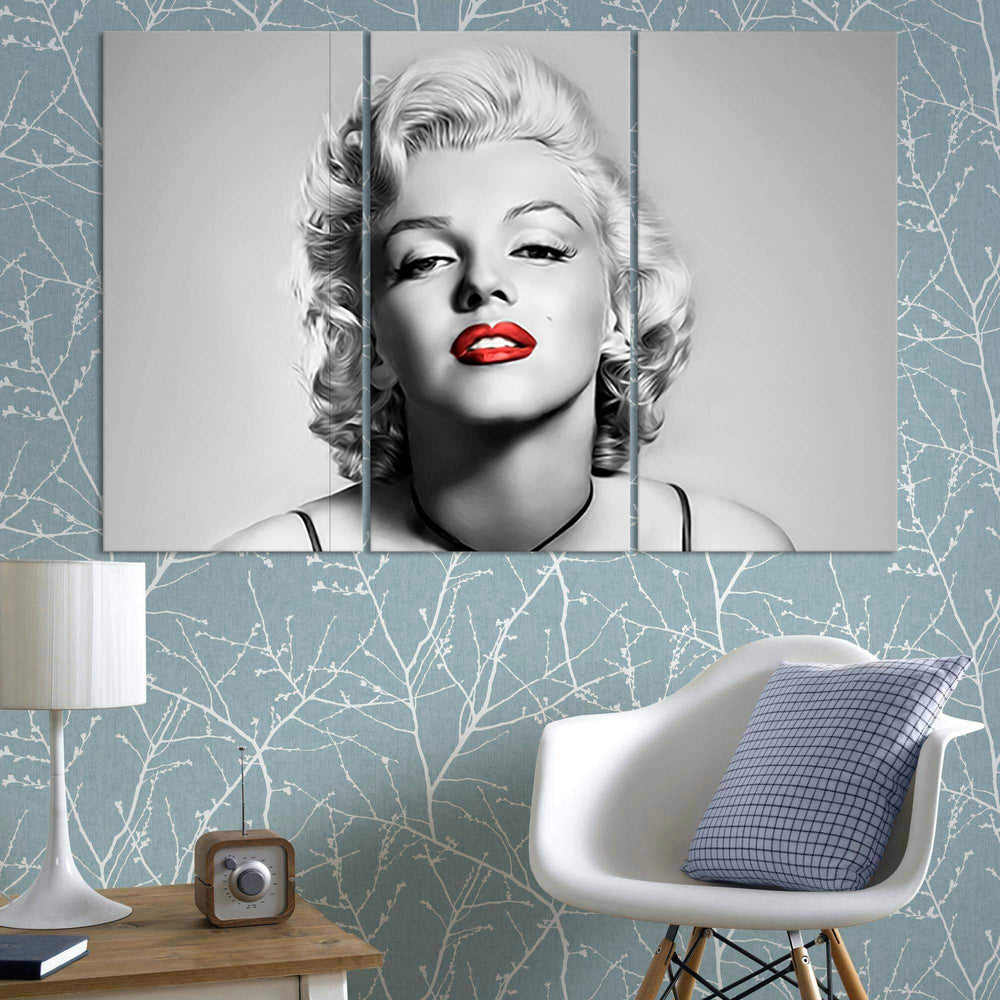 Marilyn Monroe (3 Panel) B&W Celebrity Wall Art - Prime Décor