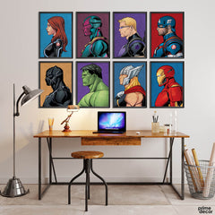 Marvel Avengers Superheroes Collection (8 Panel) Comics Poster Wall Art - Prime Décor