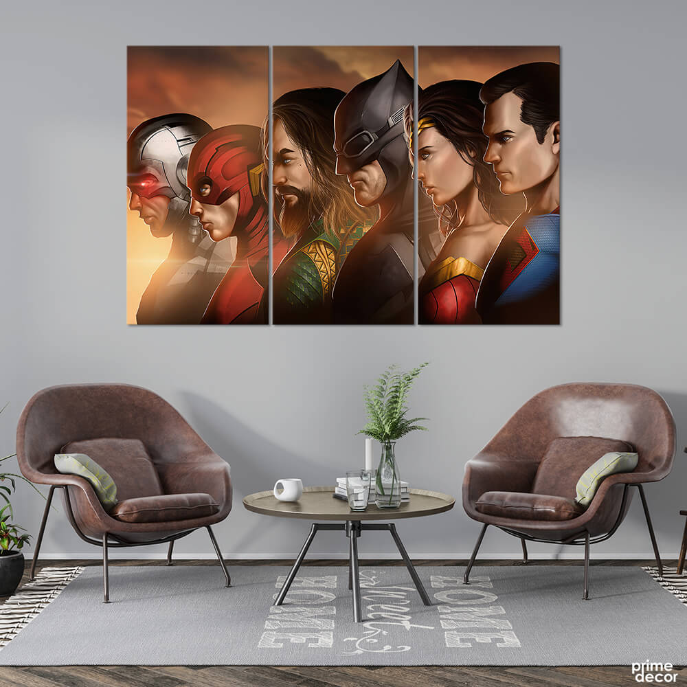 Marvel Superheroes Side View (3 Panel) Movie Wall Art - Prime Décor