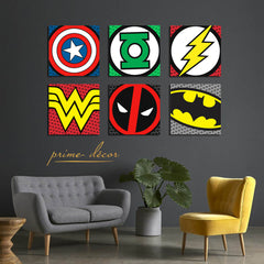 Marvels & DC Superheroes (6 Panels) Wall Art - Prime Décor