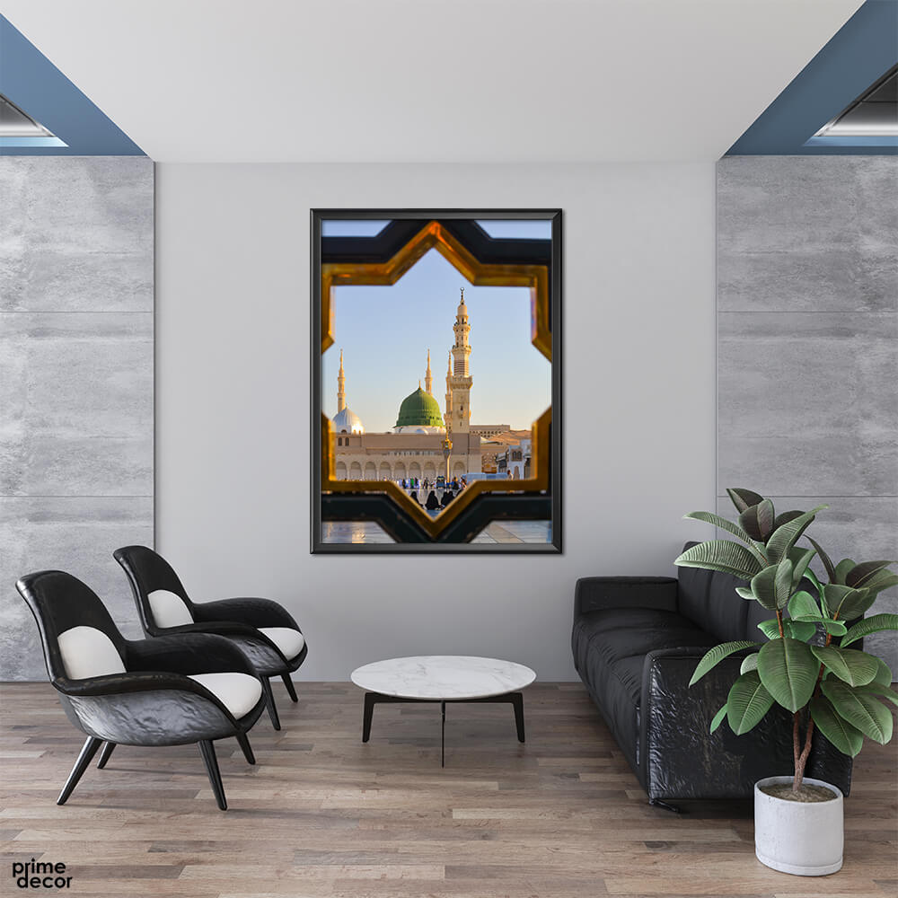 Masjid-e-Nabwi from the Window | Islamic Wall Art - Prime Décor