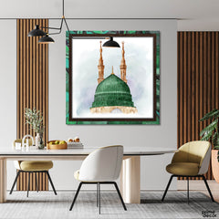 Masjid Nabvi Watercolor Design (Single Panel) Square Wall Art - Prime Décor