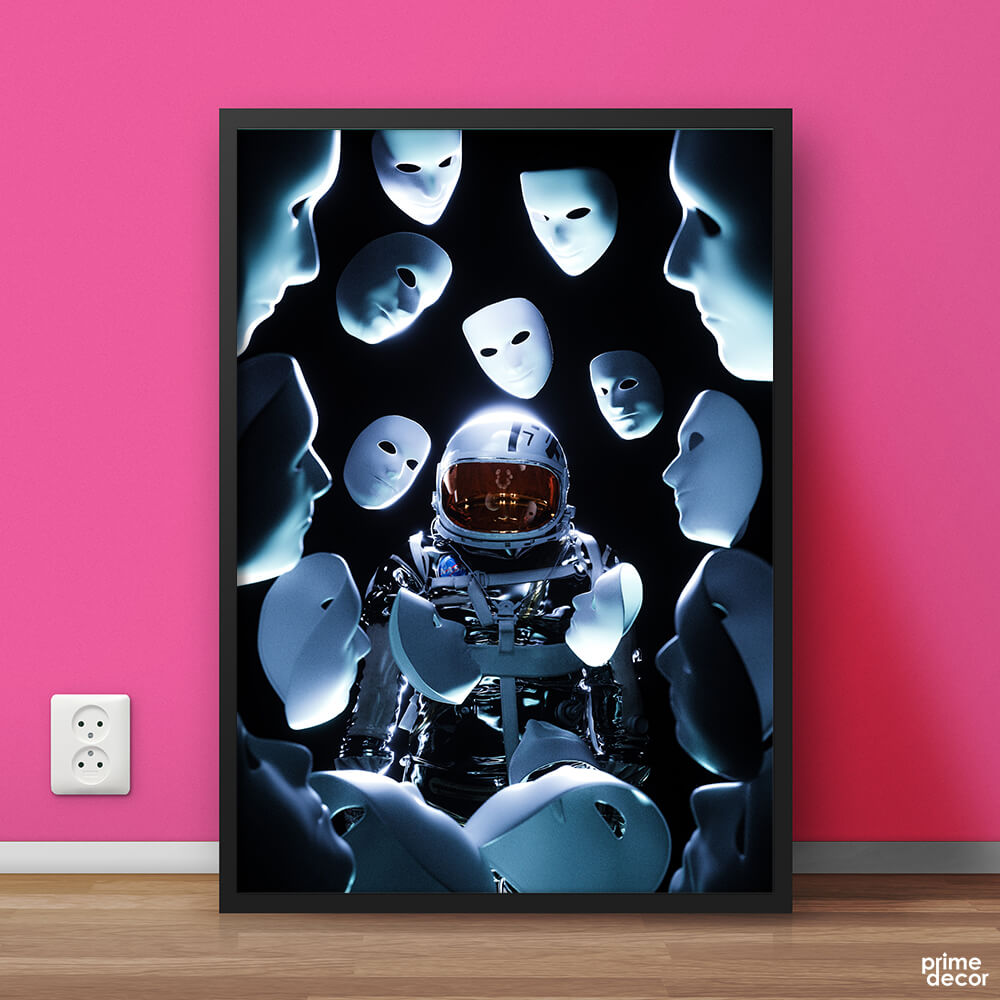 Masks Around Astronaut | Space Wall Art - Prime Décor