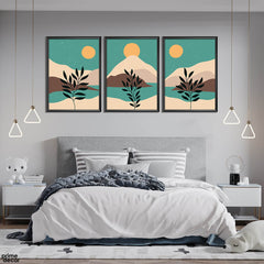 Minimalist Mountains With Plant Art (3 Panel) Nordic Wall Art - Prime Décor