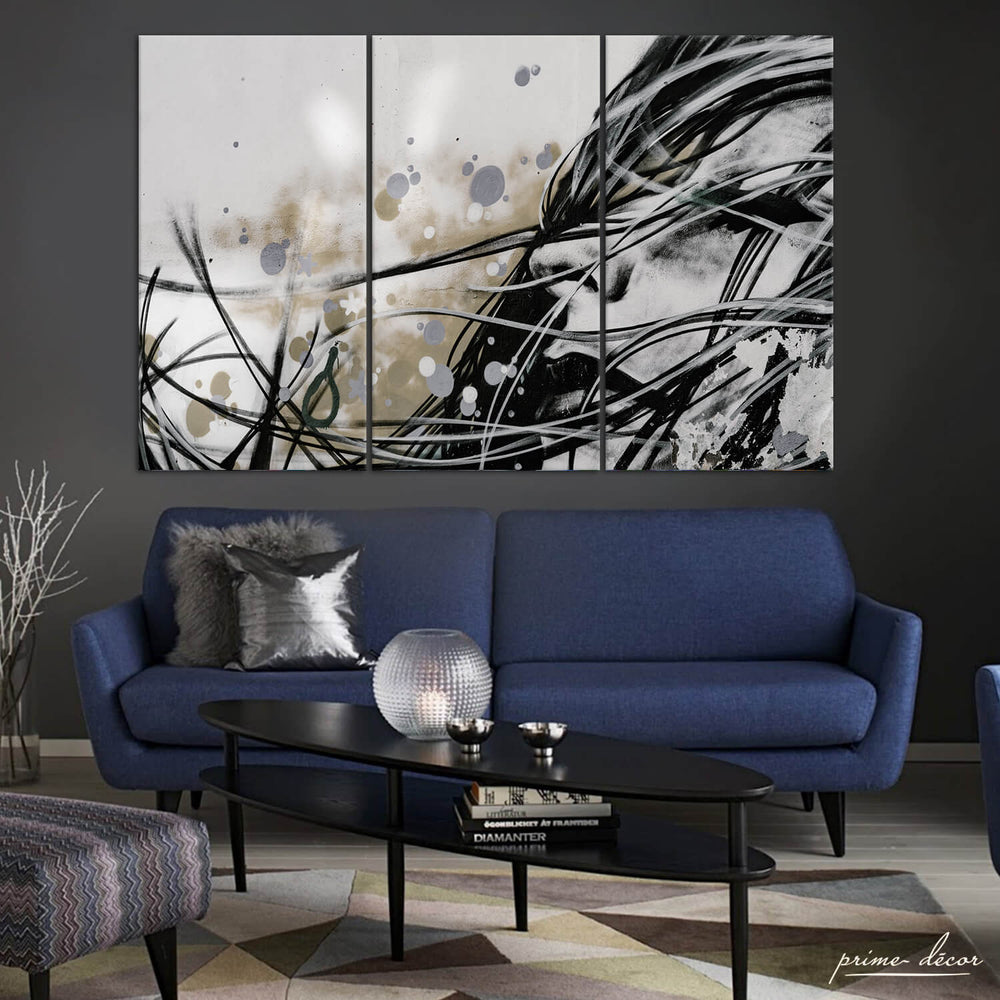Monochrome Face Art (3 Panel) Graffiti Wall Art - Prime Décor