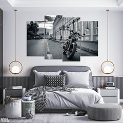 Monochrome Harley Davidson (4 Panel) Bikes Wall Art - Prime Décor
