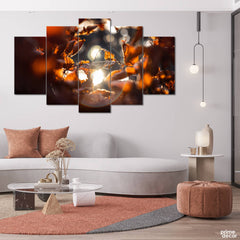 Morning Light on Autumn Leaves (5 Panel) Floral Wall Art - Prime Décor