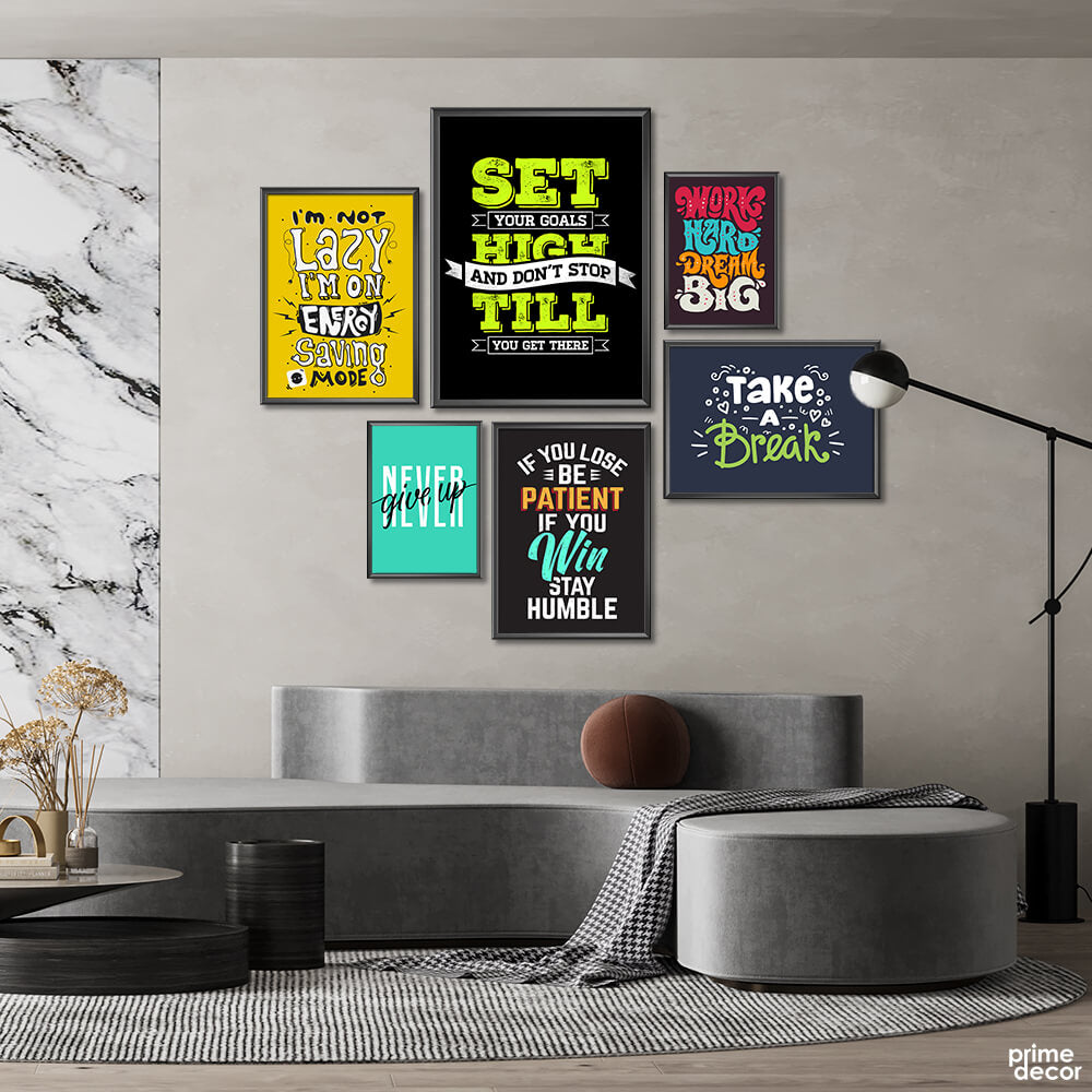 Motivational Mix Vol-2 (6 Panel) Office Wall Art– Prime Décor