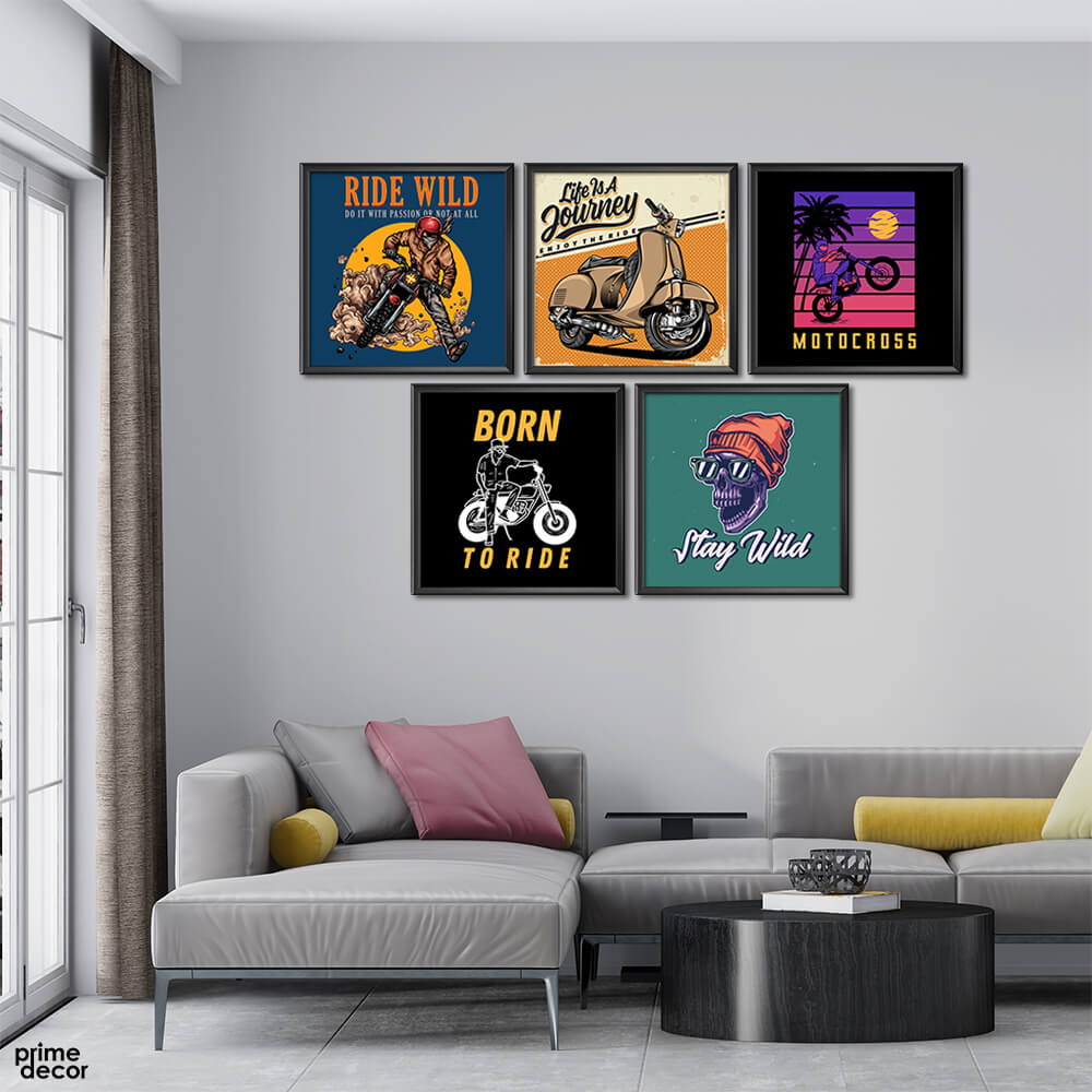 Motorcycle Passion Collection (5 Panel) Bikes Wall Art - Prime Décor