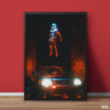 Neon Astronaut over Hyundai | Digital Wall Art