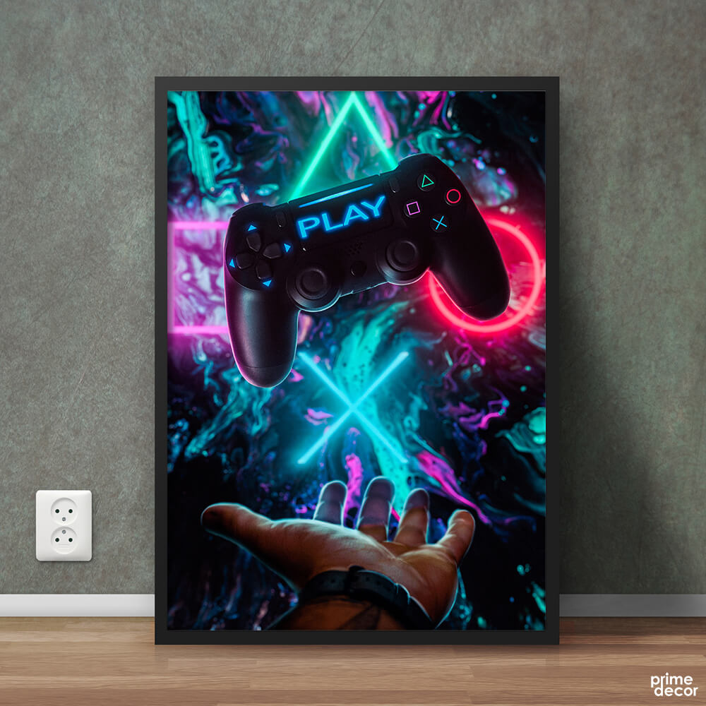 Art Poster Gaming Controller Neon Playstation