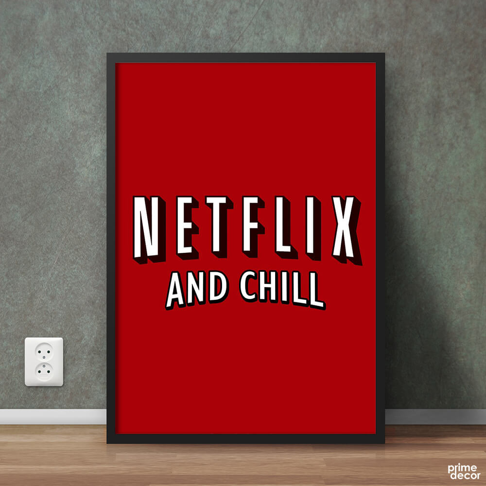 Netflix And Chill Solid Red | Movies Poster Wall Art - Prime Décor