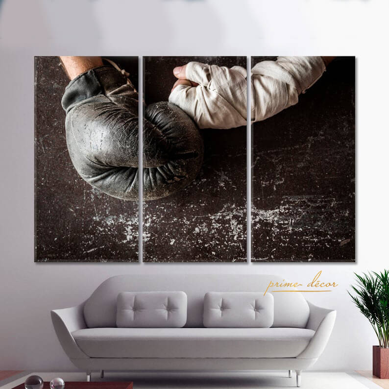 “Never Give Up” (3 Panel) Boxing Wall Art - Prime Décor