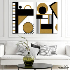 Nordic Geometric Pattern (2 Panel) Nordic Wall Art - Prime Décor