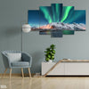 Northern Lights in Lofoten Islands Norway (5 Panel) Nature Wall Art - Prime Décor