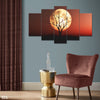 Old Tree Silhouette Against Red Moon (5 Panel) Landscape Wall Art