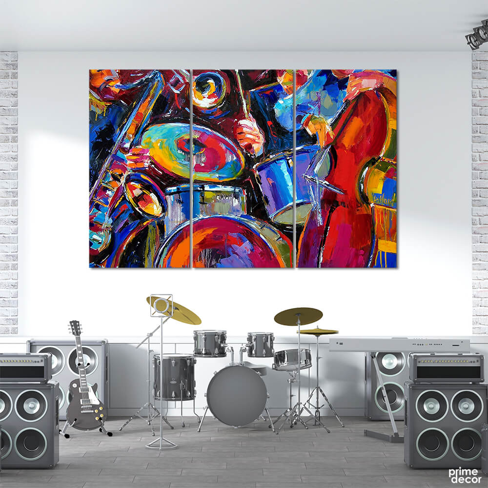 Orchestra Paint Strokes (3 Panel) Digital Wall Art - Prime Décor
