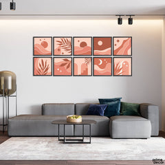 Pastel Pink Sand Desert Minimalist Design (10 Panel) Nordic Wall Art - Prime Décor